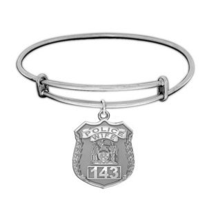 Police Wife Personalized Police Badge with Your Number Expandable Bracelet