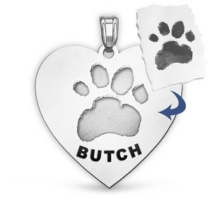 Personalized Heart Shape Paw Print Medal