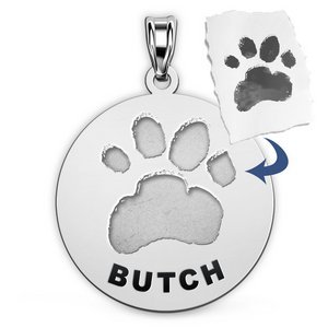 Personalized Round Shape Paw Print Medal