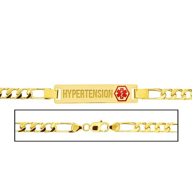 Men's Hypertension Figaro Link Medical ID Bracelet PG90371