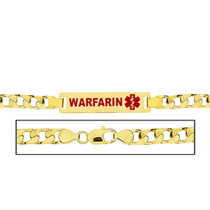 Men s Warfarin Curb Link Medical ID Bracelet