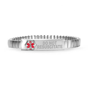 Stainless Steel Do Not Resuscitate Women s Medical ID Expansion Bracelet