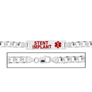 Men s Stent Implant Curb Link Medical ID Bracelet