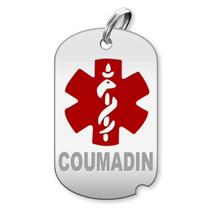 Dog Tag Coumadin Charm or Pendant