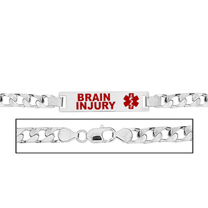 Men s Brain Injury Curb Link Medical ID Bracelet