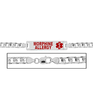 Women s Morphine Allergy Curb Link  Medical ID Bracelet