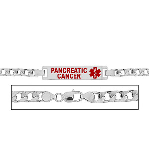 Women s Pancreatic Cancer Curb Link  Medical ID Bracelet
