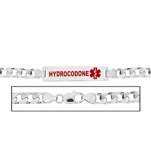Men s Hydrocodone Curb Link Medical ID Bracelet