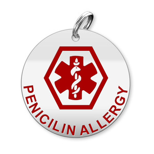 Medical Round Penicilin Allergy Charm or Pendant