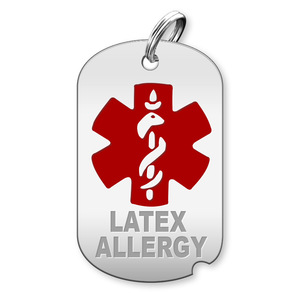 Dog Tag Latex Allergy Charm or Pendant