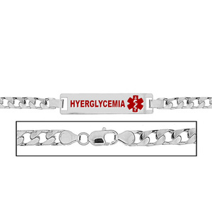 Women s Hyperglycemia Curb Link Medical ID Bracelet