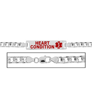 Women s Heart Condition Curb Link Medical ID Bracelet