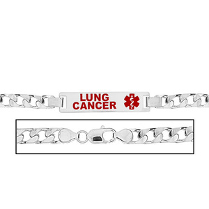 Men s Lung Cancer Curb Link Medical ID Bracelet
