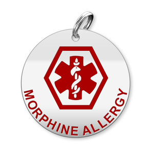 Medical Round Morphine Allergy Charm or Pendant