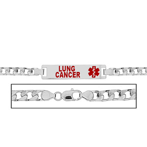 Women s Lung Cancer Curb Link  Medical ID Bracelet