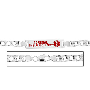 Men s Adrenal Insufficiency Curb Link Medical ID Bracelet