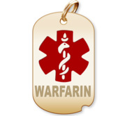 Dog Tag Warfarin Charm or Pendant