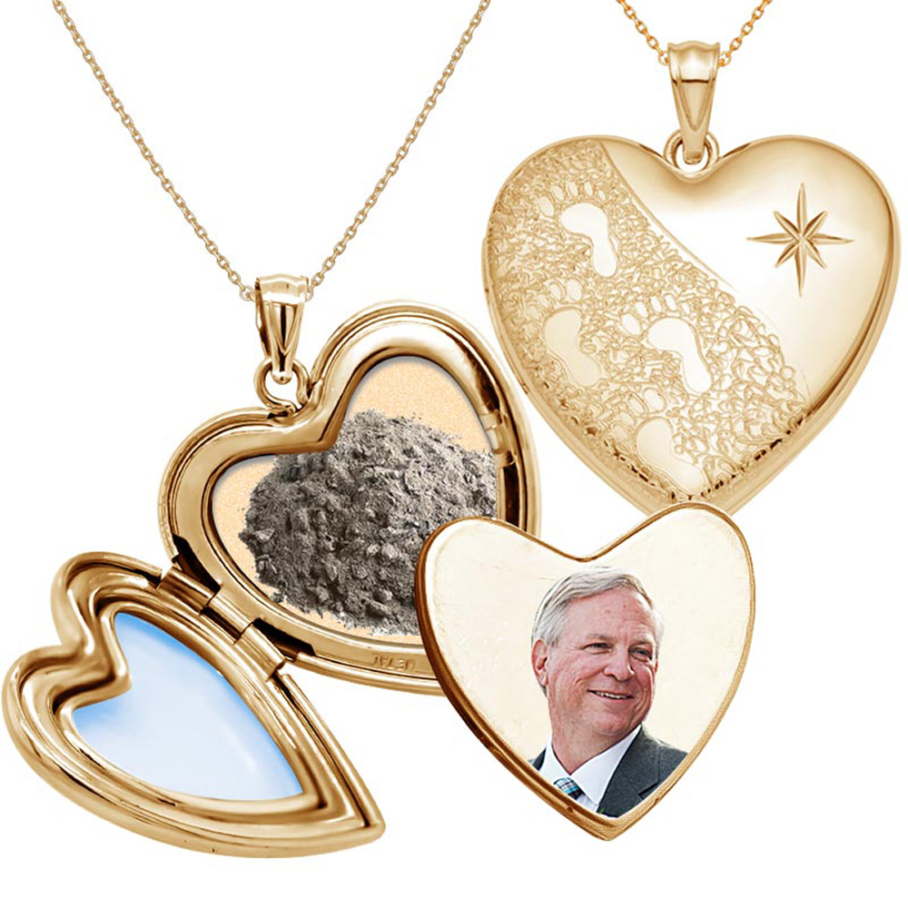 Foot Print Cremation & Hair Photo Locket PG98507