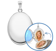 Sterling Silver Classic Oval Cremation   Hair Photo Locket