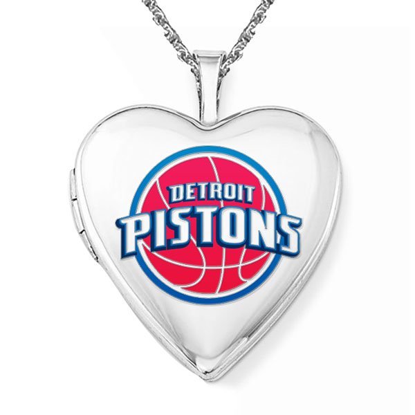 14k White Gold Detroit Pistons Heart Locket PG89574