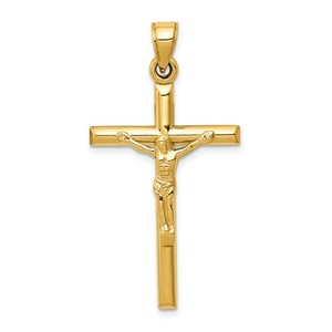 14k Yellow Gold Embossed Crucifix