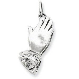 Sterling Silver Antiqued 3 D Praying Hands Charm