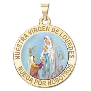 Nuestra Virgen de Lourdes Religious Round Color Medal   EXCLUSIVE 