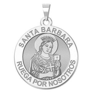 Santa Barbara Round Religious Medal in Spanish  EXCLUSIVE 