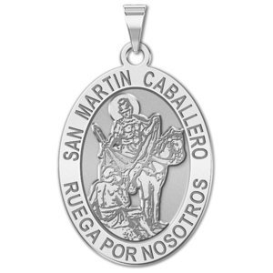 San Martin Caballero Religious Oval Medal