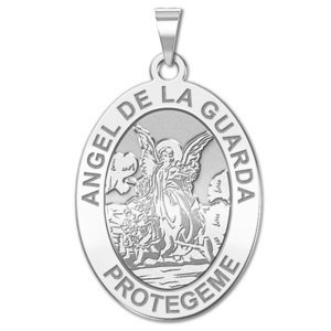 Angel De La Guarda Oval Religious Medal   EXCLUSIVE 