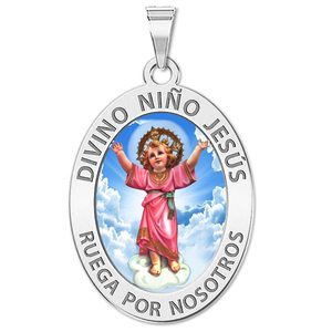 Divino Nino Jesus Oval Religious Color Medal