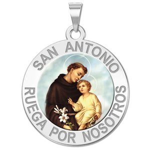 San Antonio Medalla religiosa redonda en color