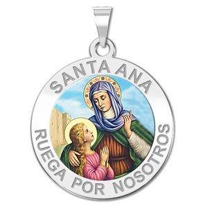 Santa Ana Round Color Religious Medal  EXCLUSIVE 