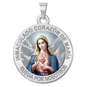 Corazon Inmaculado de Maria Medalla religiosa redonda en color