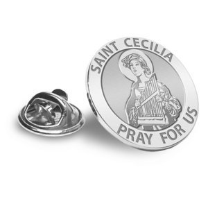 Saint Cecilia Religious Brooch  Lapel Pin   EXCLUSIVE 