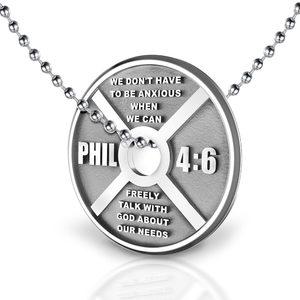 Sterling Silver Philippians 4 6 Weight Plate Anxiety Relief Necklace