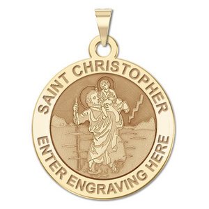 Personalized Saint Christopher Round Religious Medal    EXCLUSIVE 