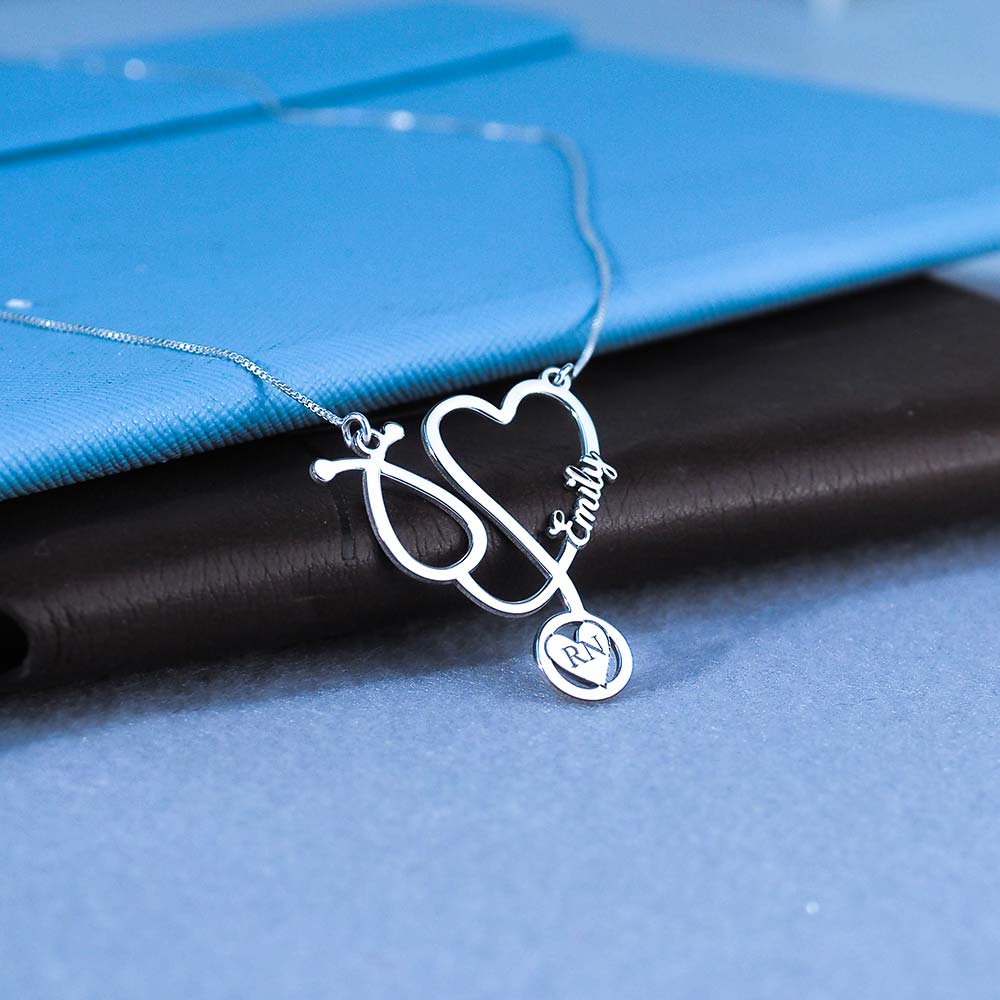 Personalized Stethoscope Name Necklace with Chain - PG102252