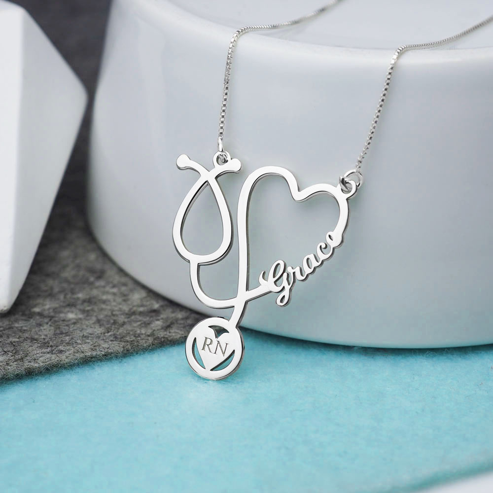Personalized Stethoscope Name Necklace with Chain - PG102252