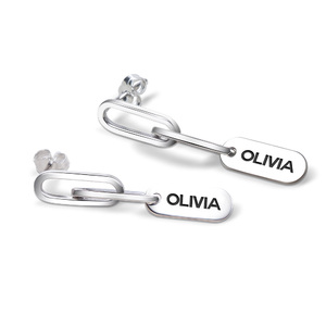 Exclusive Personalized Paperclip Name Earrings