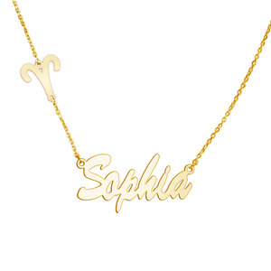 Personalized Name Necklace with Zodiac Charm