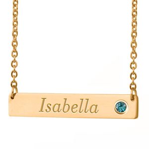 Personalized Horizontal Name Necklace with Birthstone   18  Chain