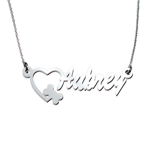 Personalized Name Necklace w  Heart and DogBone