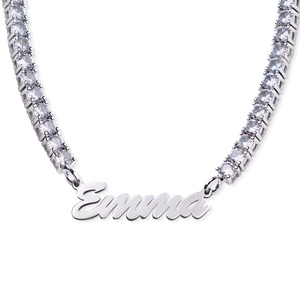 Personalized   Exclusive CZ Nameplate Necklace