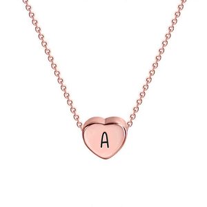 Petite Heart Initial Necklace with 16  Rolo Chain
