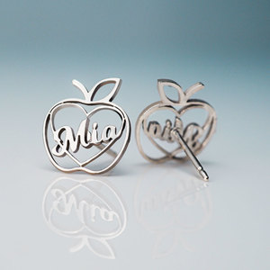Personalized Teacher Apple Earrings