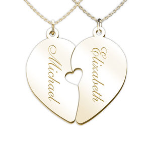 Couple s Engravable Two Halves of One Heart Pendant