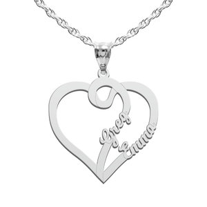 Interlocking Heart Couple Pendant with Two Names