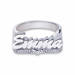 Personalized Script Name Ring with Heart Design