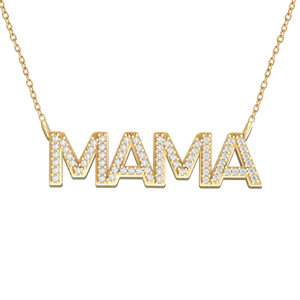 14K Gold MAMA Diamond Name Necklace with 18 Inch Chain Included